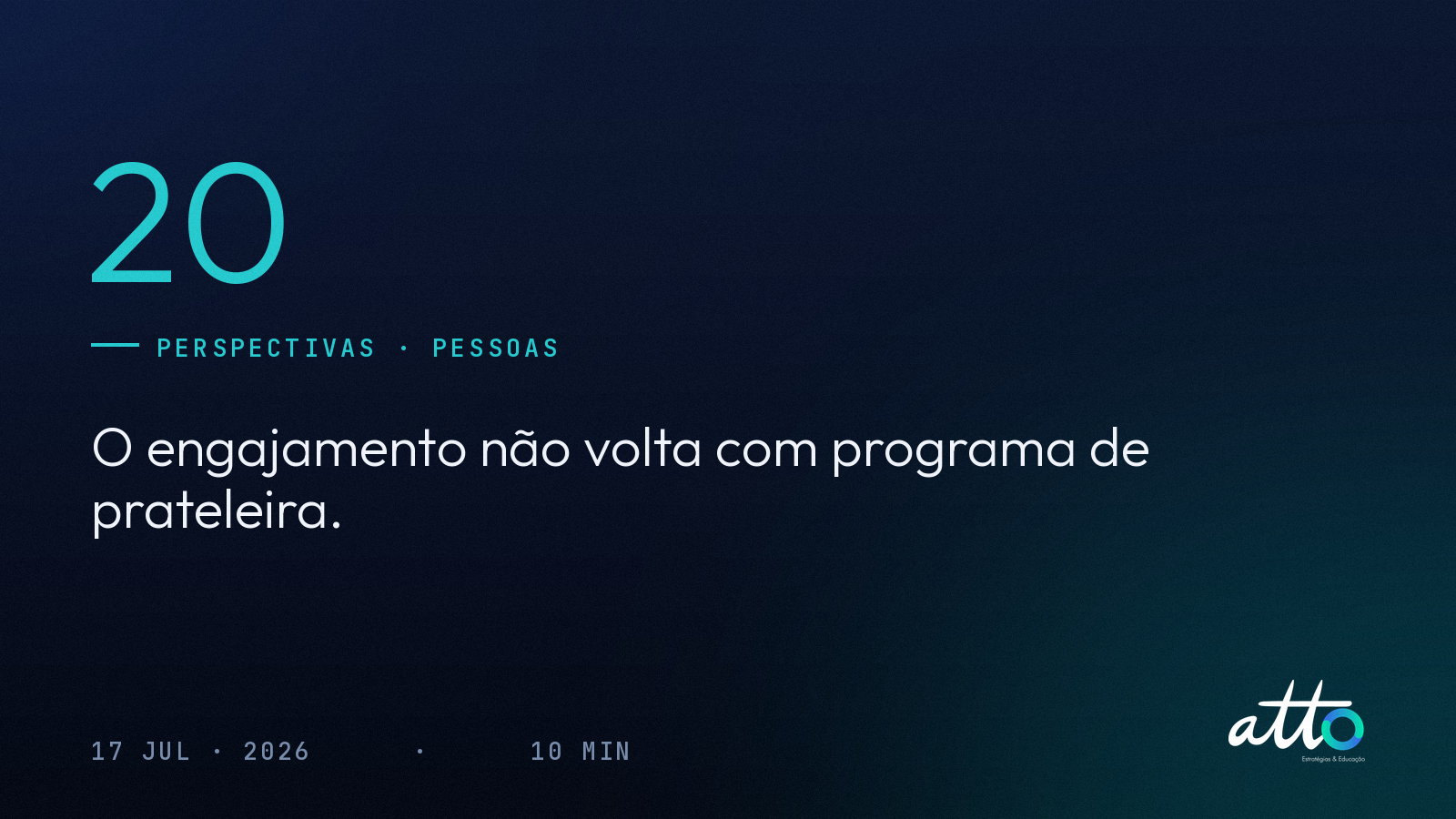 O engajamento não volta com programa de prateleira: a vez da gestão de pessoas personalizada.